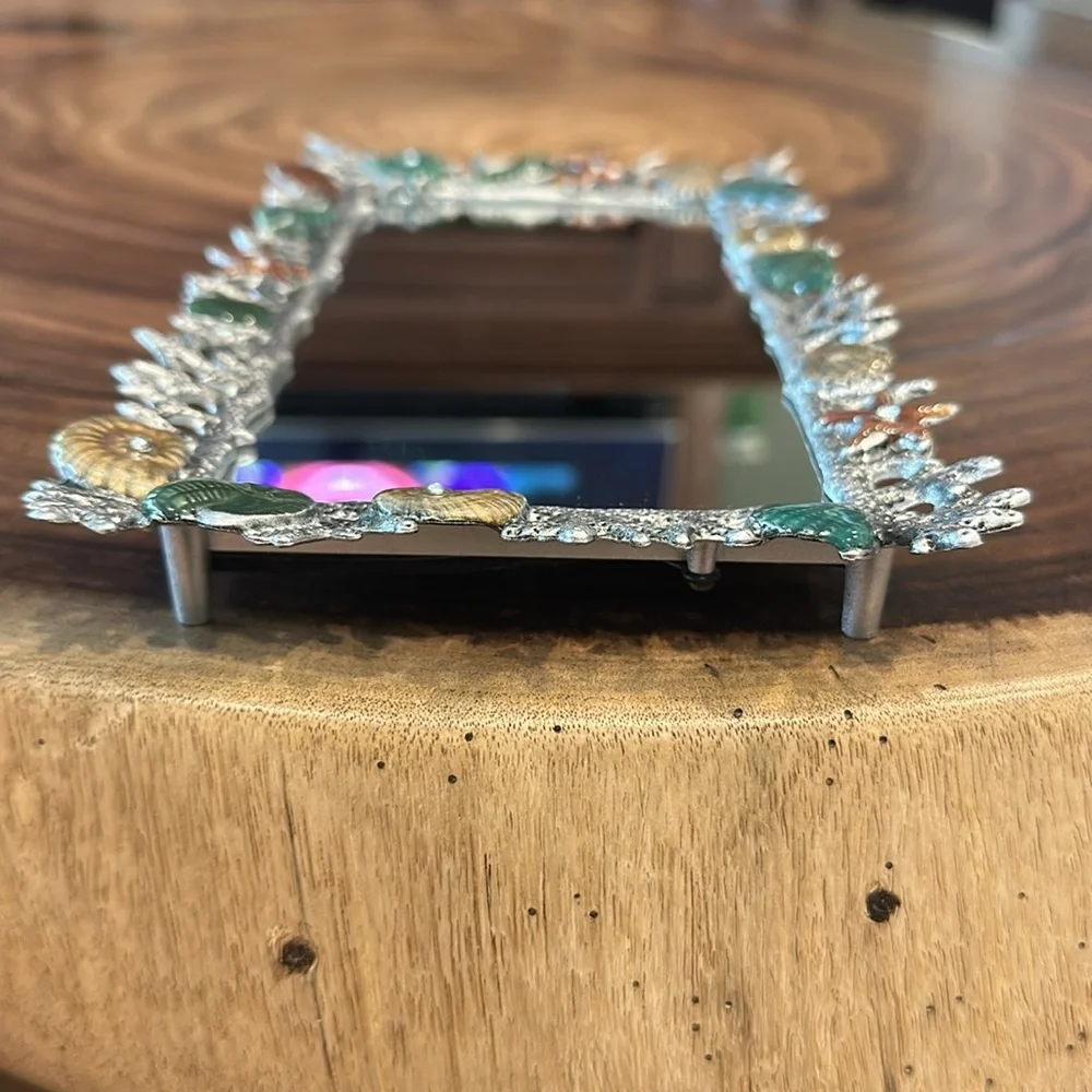 Pier 1 Coastal Shell Mirror Tray – Nautical Beach Decor